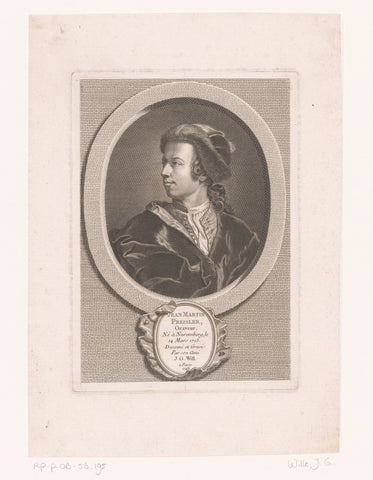 Portret van Johann Martin Preissler, Johann Georg Wille, 1743 Canvas Print