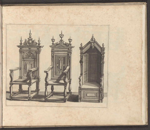 Three chairs with high backrest, anonymous, 1658 Canvas Print