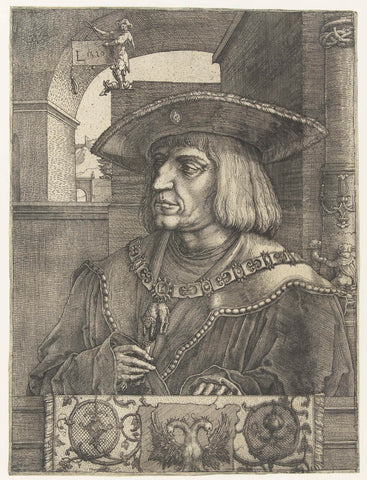 Portrait of Emperor Maximilian I, Luke of Leyden, 1520 Canvas Print