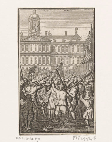 Riot on Dam Square during the Aanspraak Revolt, 1696, Laurens Scherm, 1725 - 1733 Canvas Print