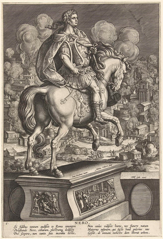 Emperor Nero on horseback, Adriaen Collaert, 1587 - 1589 Canvas Print