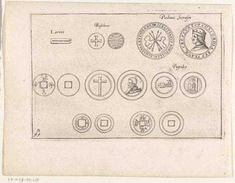 Examples of coins as used in the East Indies, 1596-1597, anonymous, 1646 Canvas Print