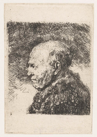 Bust of bald old man, anonymous, 1630 - 1700 Canvas Print