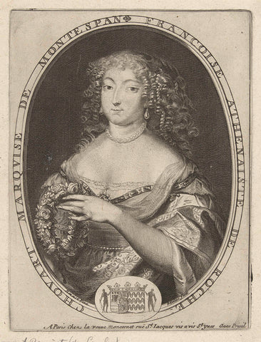 Portrait of Françoise Athénaïs de Rochechouart, Gerard Edelinck, 1666 - 1707 Canvas Print