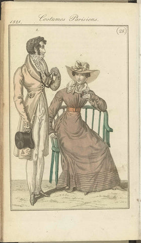 Journal des Dames et des Modes, editie Frankfurt 8 July 1821, Costumes Parisiens (28), anonymous, 1821 Canvas Print