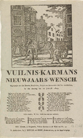 New Year's wish of the garbage men of Amsterdam for the year 1829, anonymous, 1828 - 1829 Canvas Print