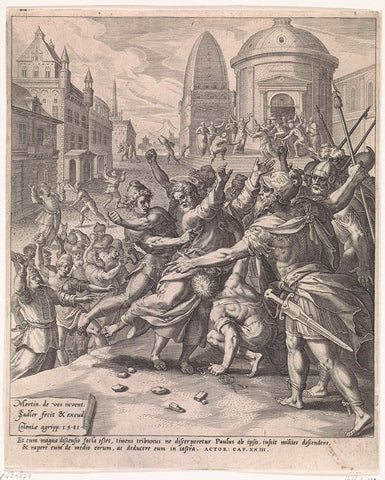 Paul is attacked by the Jews, Johann Sadeler (I), 1581 Canvas Print