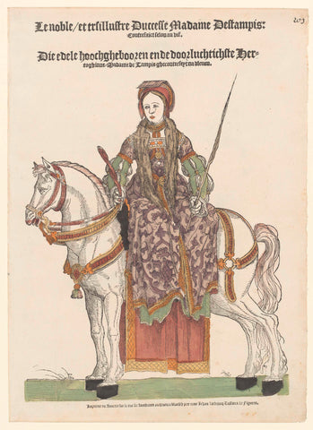 Portrait of Madame d'Etampes on horseback, Cornelis Anthonisz. (manner of), 1538 - c. 1544 Canvas Print