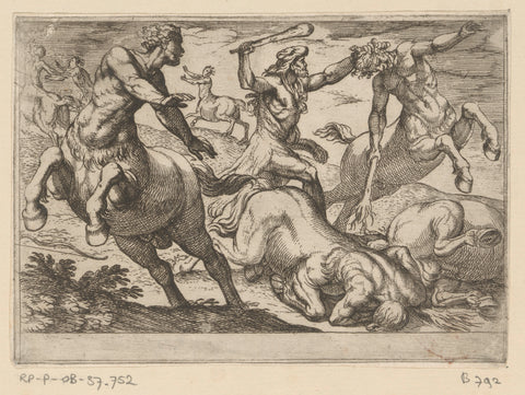 Hercules in de centauren, Antonio Tempesta, 1608 Canvas Print