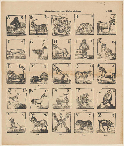 New letter game for small children, Glenisson &Zonen, 1833 - 1900 Canvas Print