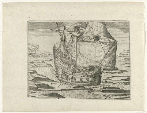 The ship gets stuck in the ice, 1596, anonymous, 1615 - 1617 Canvas Print