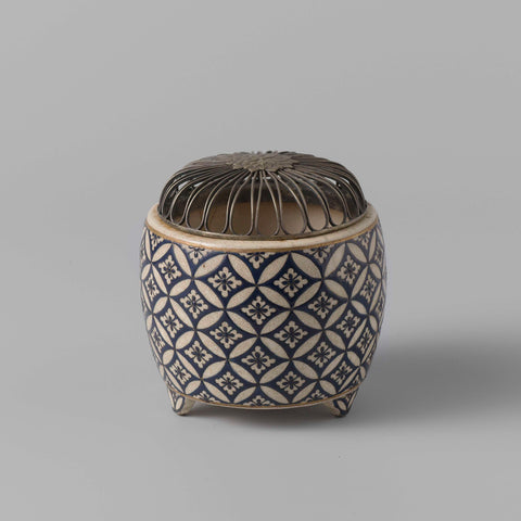 Charcoal burner with geometrical pattern and metal cover, anonymous, anonymous, c. 1800 - c. 1899 Canvas Print