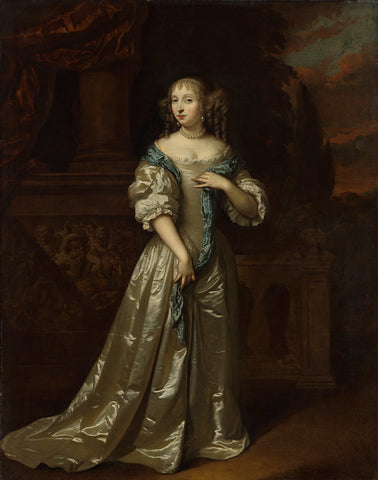 Portrait of Philippina Staunton, Wife of Roelof van Arkel (1632-1709), lord of Broeckhuijsen, Caspar Netscher, 1668 Canvas Print