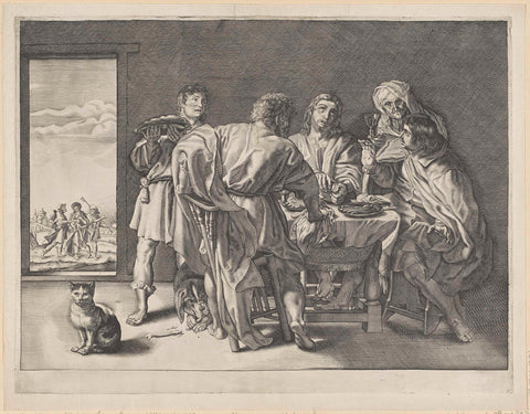 Meal in Emmaus, anonymous, 1630 - 1652 Canvas Print