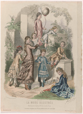 La Mode Illustrée, 1877, No. 21 : Costumes d'enfants (...), Jean-Baptiste Réville, 1877 Canvas Print