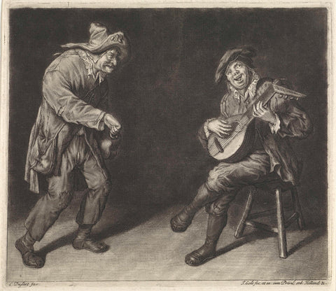 Two Musicians, Jacob Gole, 1670 - 1724 Canvas Print