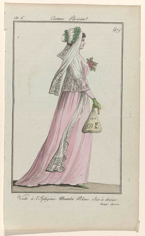 Journal des Dames et des Modes, Costume Parisien, 3 July 1798, Year 6, (47) : Voile à l'Iphigénie (...), anonymous, 1798 Canvas Print