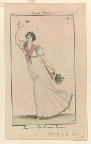 Journal des Dames et des Modes, Costume Parisien, 20 juin 1807, (816): Fichu de Filet (...), Pierre Charles Baquoy, 1807 Canvas Print