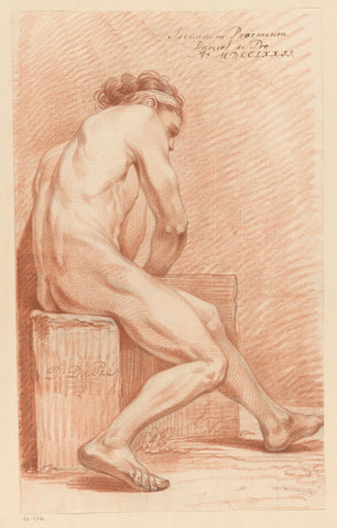 Seated male nude, seen from the side (2nd prize 1772), Daniël Dupré, 1772 Canvas Print