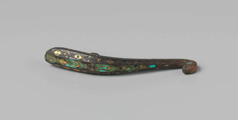 Belt hook with inlaid motifs in gold, silver and turquoise, anonymous, c. -400 - c. -100 Canvas Print