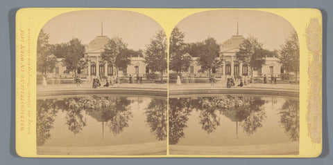 View of the Imperial Pavilion with a pond in it at the World's Fair of 1873, anonymous, Wiener Photographen-Association, 1873 Canvas Print