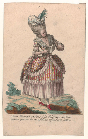 Gallerie des Modes et Costumes Français, 1785, nr. 5, nr. 9, Kopie naar G 39 : Petite Maitresse en Robe a la Polonaise (...)., Pierre Gleich (possibly), c. 1785 Canvas Print