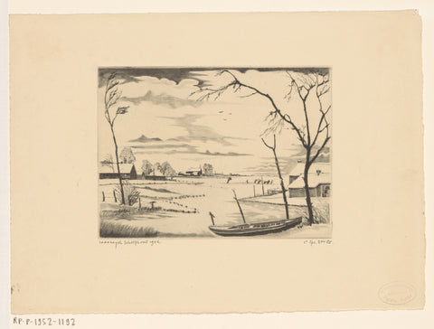 Winter landscape near Amstelveen, Lodewijk Schelfhout, 1940 Canvas Print