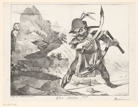 Caricature of a general who strikes the rocks with his scimitar, Eugène Delacroix, 1822 Canvas Print