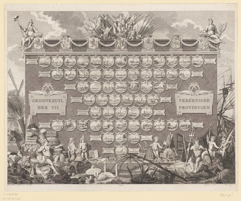 Memorial column for the Seven United Provinces, 1793, Jan Gerritsz. Fisher, 1793 Canvas Print