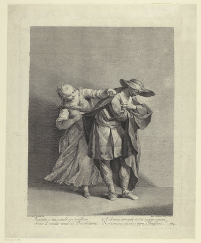 Harlekijn verbergt een boek voor een jonge vrouw, Francesco Bartolozzi, 1739 - 1780 Canvas Print