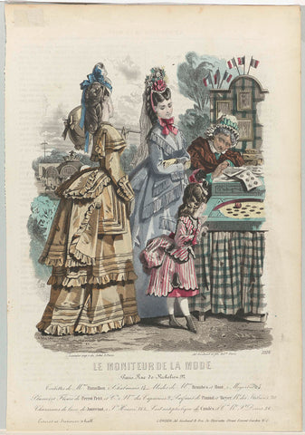 Le Moniteur de la Mode, 1871, No. 1006 : Toilettes de Mme Bataillon (...), Emile Préval, 1871 Canvas Print