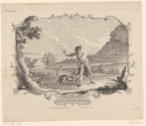 Hiker attacked by dog, Johann Esaias Nilson, 1770 - 1788 Canvas Print