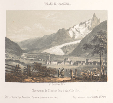 View of the Aiguille de Bionnassay with glacier, Ad. Cuvillier, 1858 Canvas Print