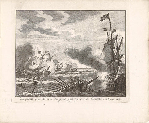 Battle of the Six Spanish Galleys of Spinola, 1602, Simon Fokke, 1729 - 1766 Canvas Print