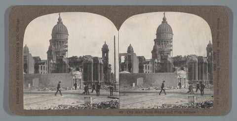 View of a destroyed town hall after the San Francisco earthquake, Tom M. Phillips, 1906 Canvas Print