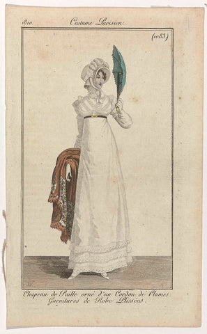 Journal des Dames et des Modes, Costume Parisien, 25 August 1810, (1083): Chapeau de paill (...), Pierre Charles Baquoy, 1810 Canvas Print