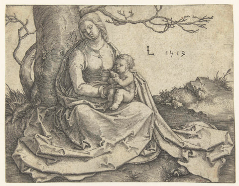 Virgin and Child Seated under a Tree, Lucas van Leyden, 1514 Canvas Print