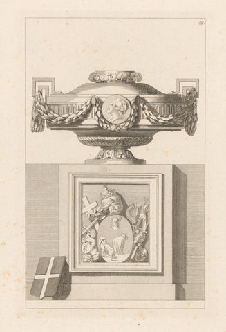 Vase with garlands and medallion, anonymous, in or after 1771 Canvas Print