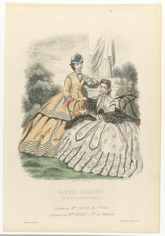 La Mode Illustrée, 1864, No. 27 : Toilettes de Mme. Castel (...), Millin, 1864 Canvas Print