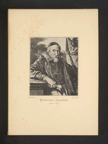 Reproduction of an engraving of a portrait of Wenzel Coebergher by Lucas Vorsterman (I), Joseph Maes, c. 1872 - in or before 1877 Canvas Print
