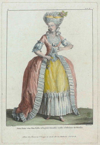 Jonge vrouw in Robe à l'Anglaise, Philippe Meusnier, c. 1780 - c. 1785 Canvas Print