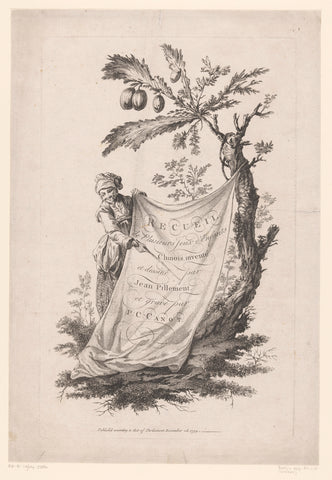 Man with cloth on tree, Pierre Charles Canot, 1759 Canvas Print