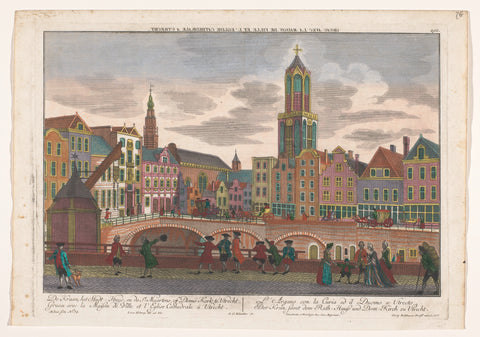 View of the Vismarkt in Utrecht, seen towards the Town Hall and the Dom Tower, Georg Balthasar Probst, 1742 - 1801 Canvas Print