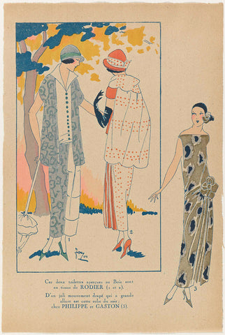 Très Parisien, 1923, No 6: Ces deux toilettes aperçu au Bois....., anonymous, 1923 Canvas Print