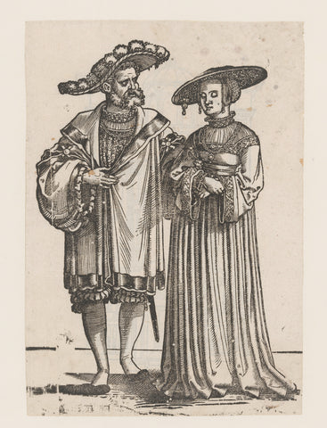 Distinguished gentleman and lady, anonymous, Hans Sebald Beham, 1510 - 1550 Canvas Print