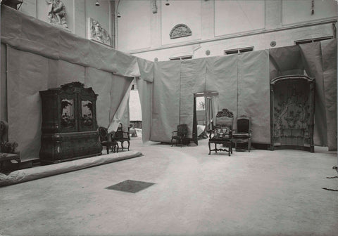 The western courtyard with a test set-up of furniture in 1955, 1955 Canvas Print