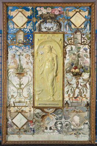 Tile Tableau with a Scene of Aeterna Juventas (Eternal Youth), De Porceleijne Fles, 1884 Canvas Print