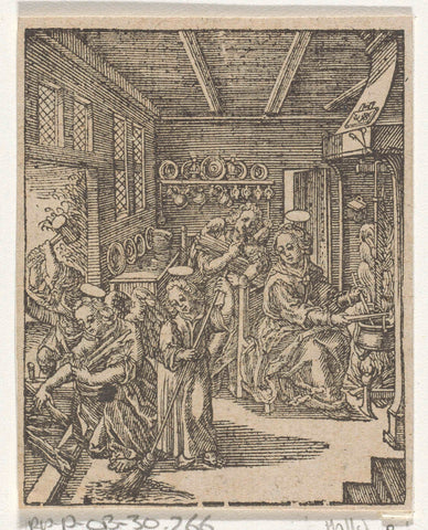 Christ child sweeps the floor, Christopher of Shechem (II), 1617 - 1658 Canvas Print