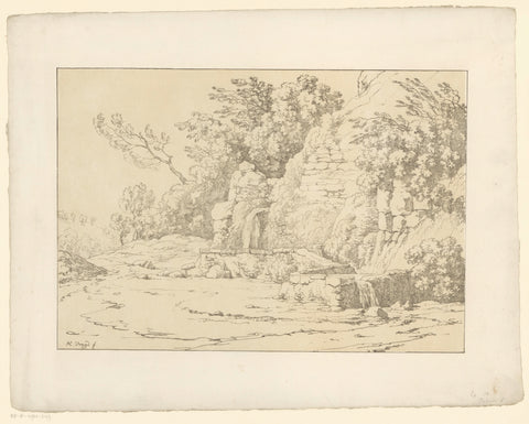 Rocks with basins, Hendrik Voogd, 1820 Canvas Print