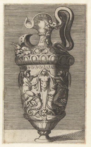 Can with a double ear, consisting of two snakes, René Boyvin (workshop of), in or after 1551 - in or before 1580 Canvas Print